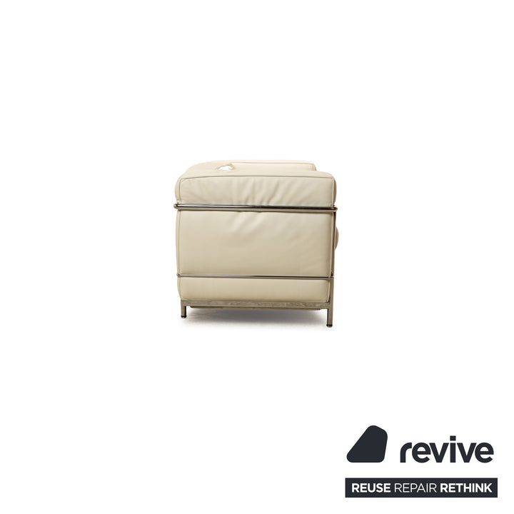 Cassina Le Corbusier LC 2 Leder Zweisitzer Weiß Off-White Vintage Bauhaus Sofa Couch
