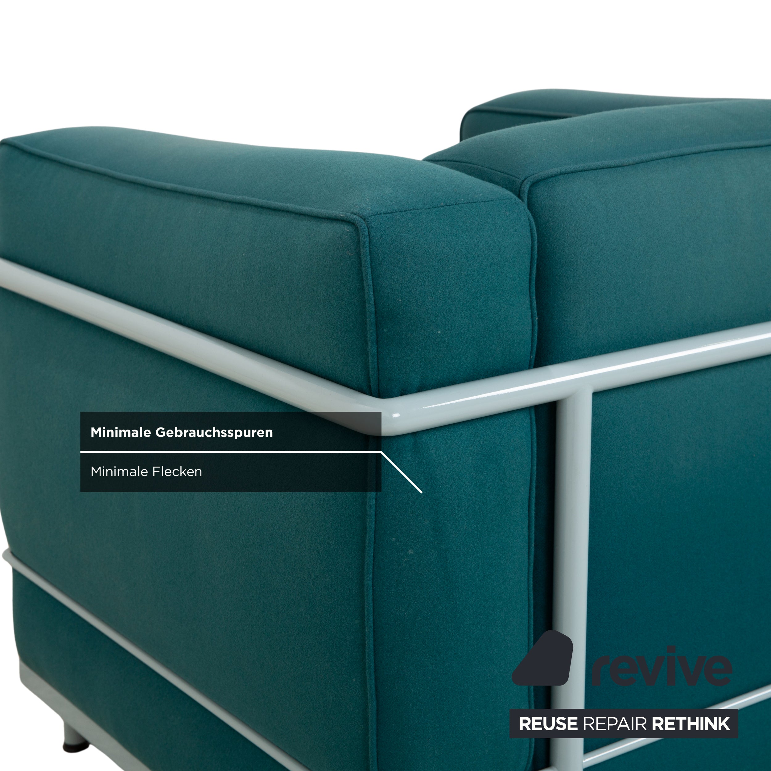 Fauteuil Cassina Le Corbusier LC 2 en tissu bleu pétrole Bauhaus