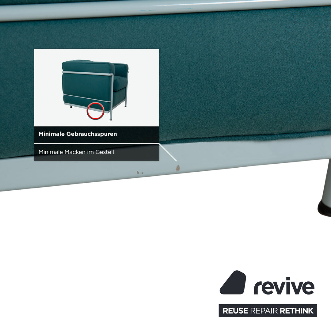 Cassina Le Corbusier LC 2 Stoff Sessel Blau Petrol Bauhaus