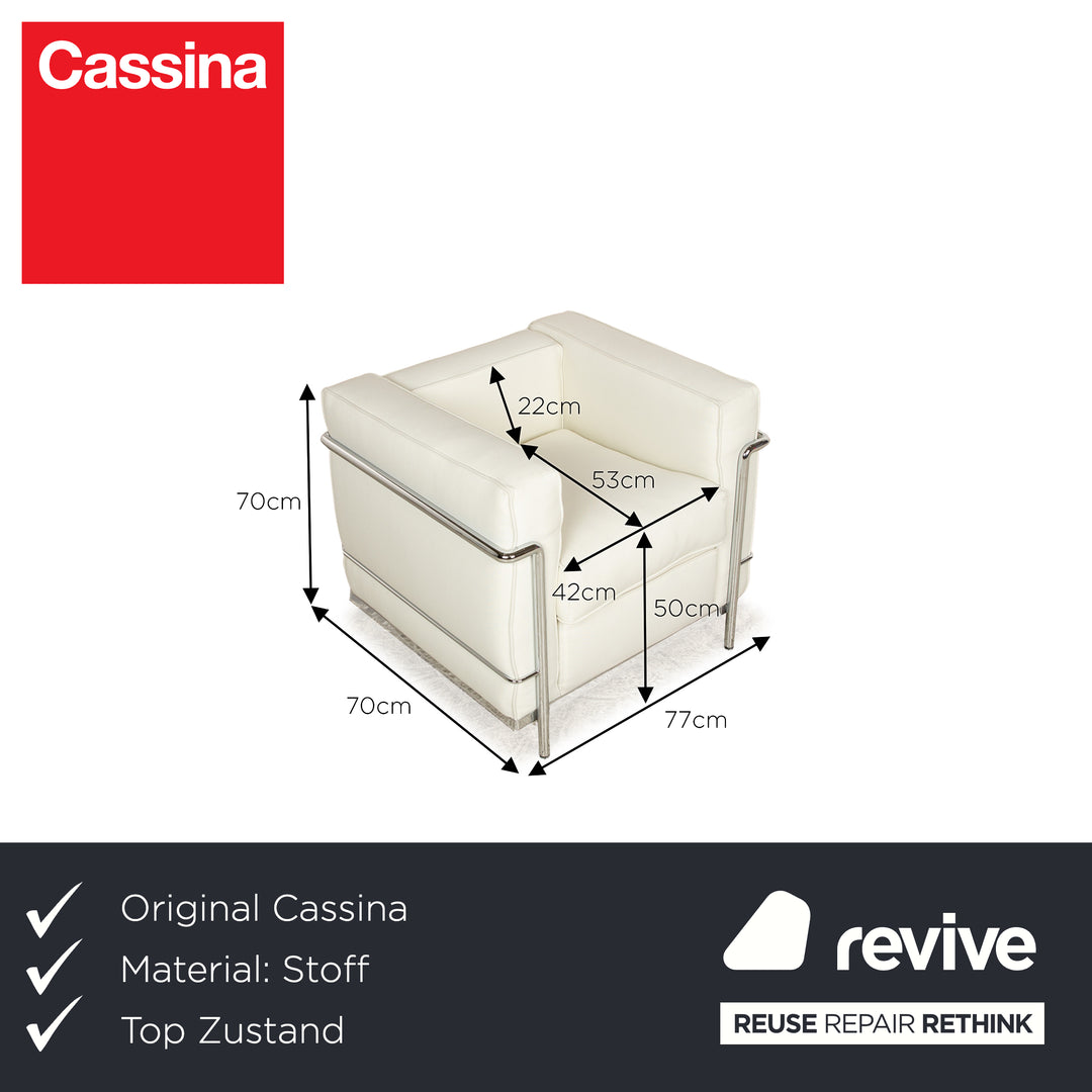 Cassina Le Corbusier LC 2 Stoff Sessel Weiß Creme Bauhaus