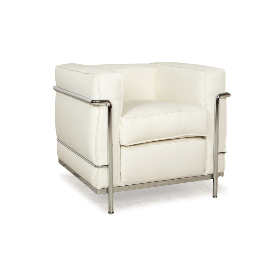 Cassina Le Corbusier LC 2 Stoff Sessel Weiß Creme Bauhaus