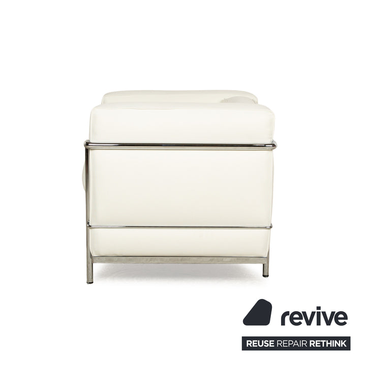 Cassina Le Corbusier LC 2 Stoff Sessel Weiß Creme Bauhaus