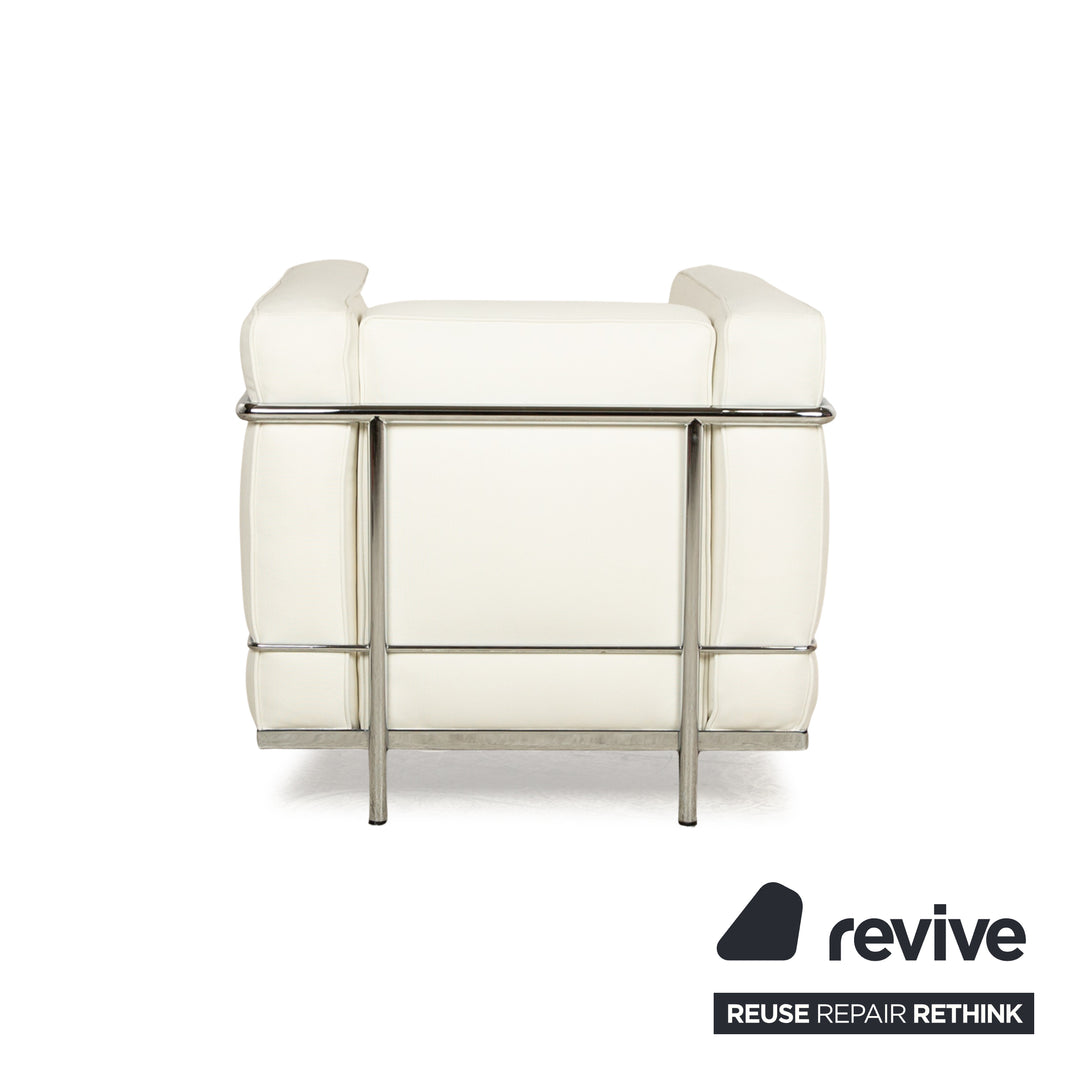 Cassina Le Corbusier LC 2 fabric armchair white cream Bauhaus