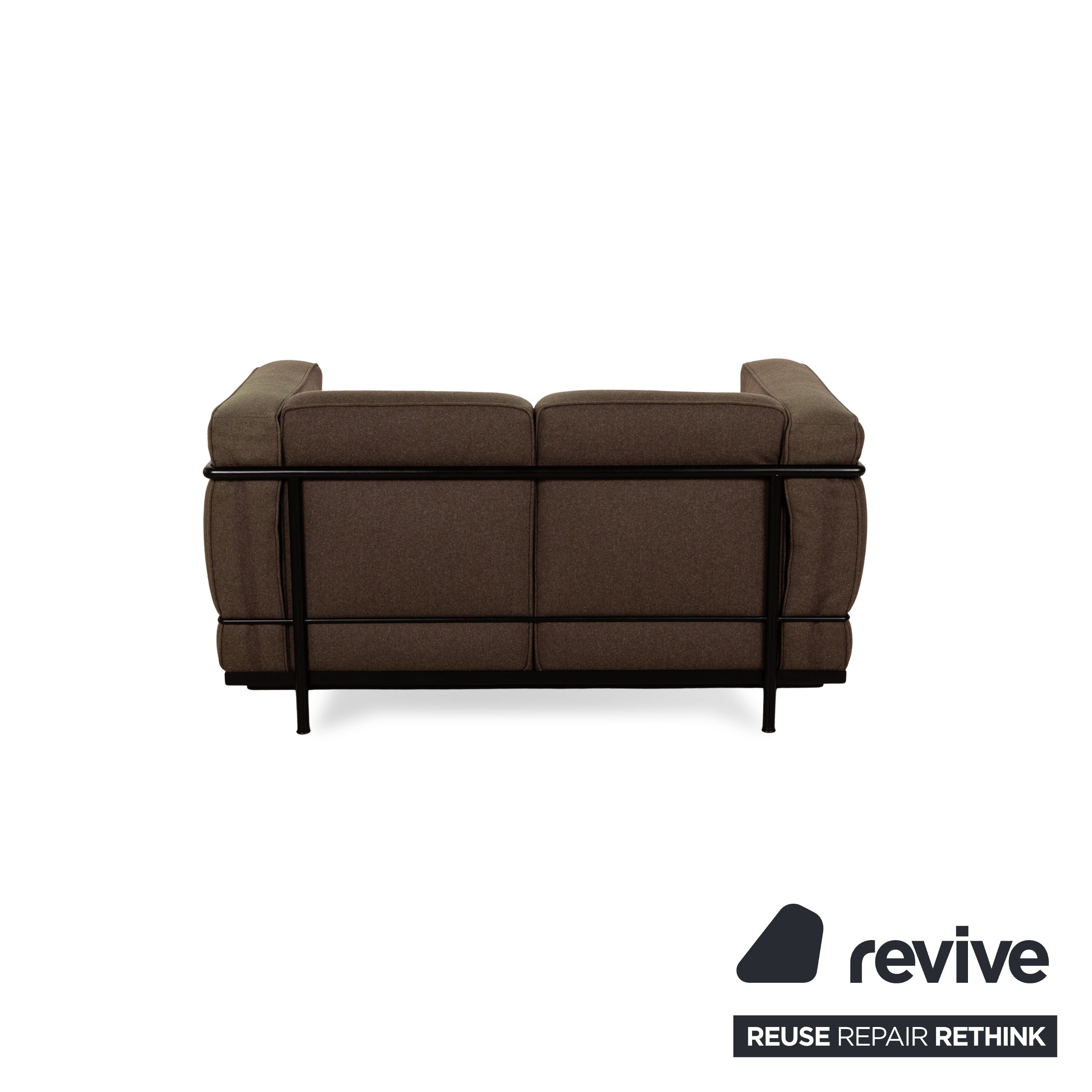 Cassina Le Corbusier LC 2 Stoff Sofa Garnitur Braun Zweisitzer 2x Sessel Couch