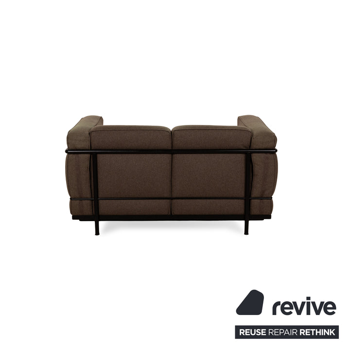 Cassina Le Corbusier LC 2 ensemble de canapés en tissu marron deux places 2x fauteuil canapé