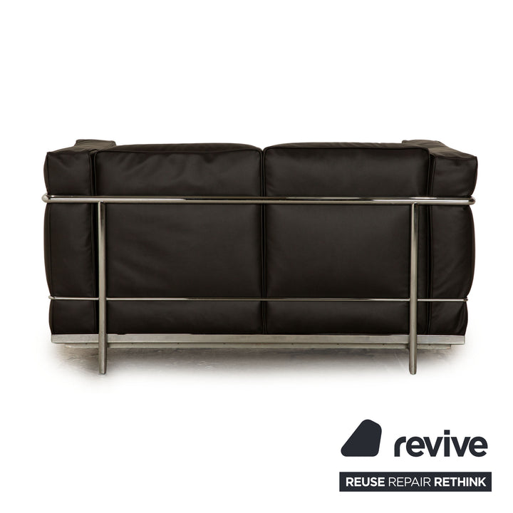 Cassina Le Corbusier LC 2 Stoff Zweisitzer Anthrazit Grau Sofa Couch Neubezug Mikrofaser