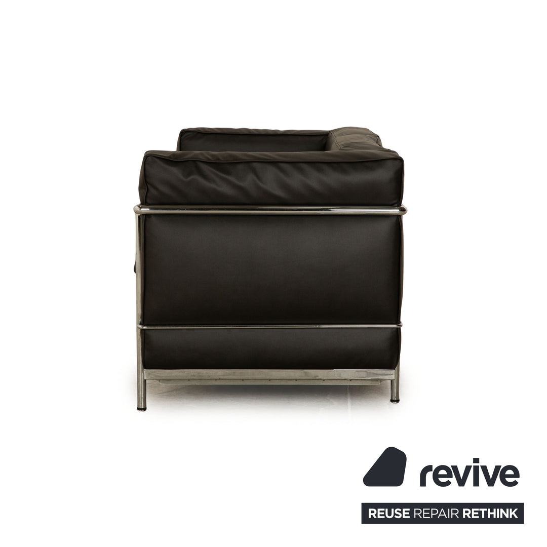 Cassina Le Corbusier LC 2 Stoff Zweisitzer Anthrazit Grau Sofa Couch Neubezug Mikrofaser