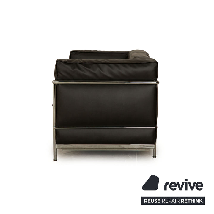 Cassina Le Corbusier LC 2 Stoff Zweisitzer Anthrazit Grau Sofa Couch Neubezug Mikrofaser