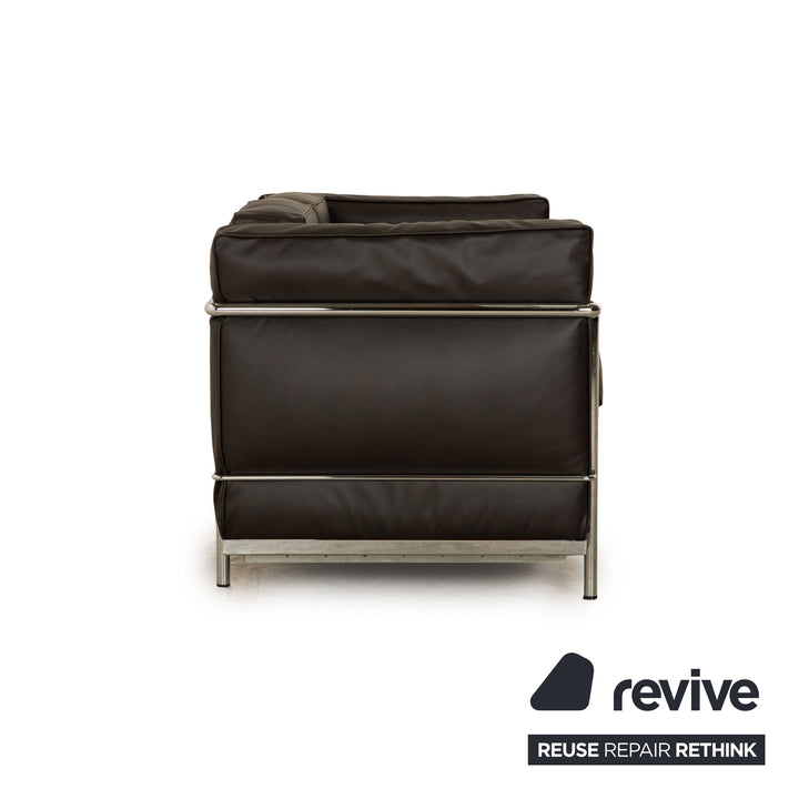 Cassina Le Corbusier LC 2 Stoff Zweisitzer Anthrazit Grau Sofa Couch Neubezug Mikrofaser