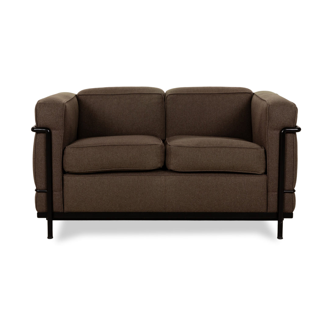 Cassina Le Corbusier LC 2 Fabric Two-Seater Brown Sofa Couch