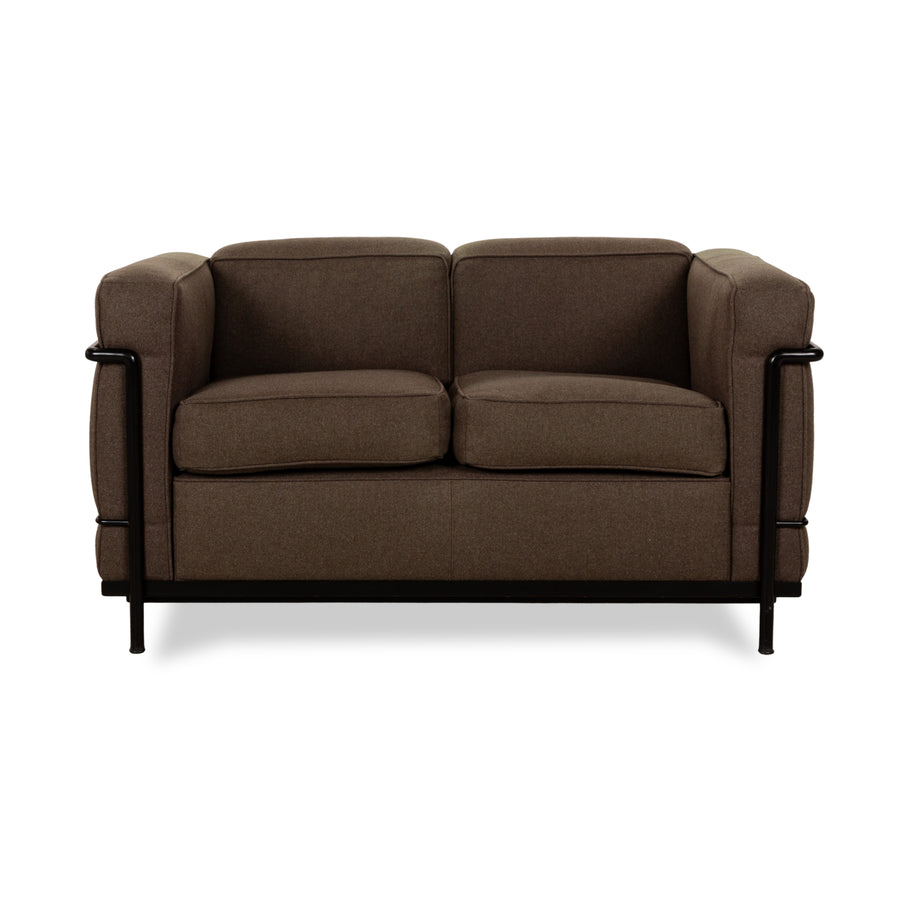 Cassina Le Corbusier LC 2 Stoff Zweisitzer Braun Sofa Couch