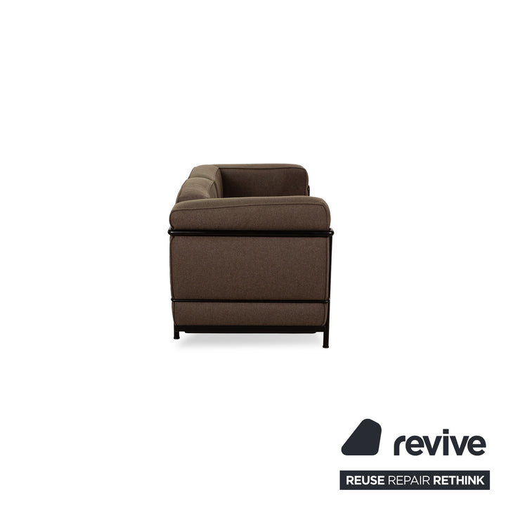 Cassina Le Corbusier LC 2 Stoff Zweisitzer Braun Sofa Couch