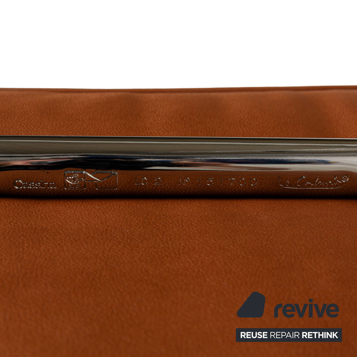 Cassina Le Corbusier LC 2 veganes Leder Sessel Braun Cognac Neubezug Chrom Bauhaus