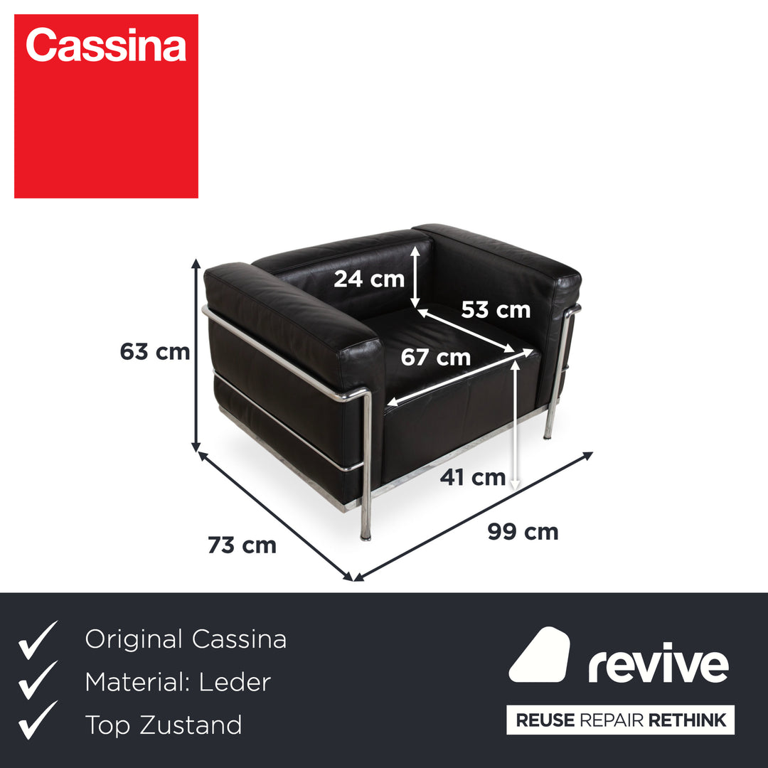 Cassina Le Corbusier LC3 Leather Armchair Black