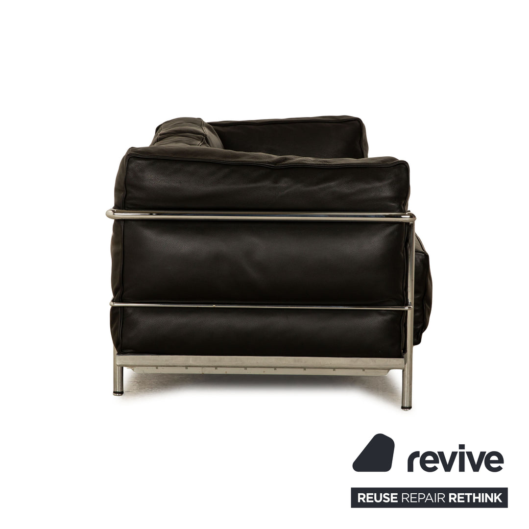 Cassina Le Corbusier LC 3 Leder Sofa Garnitur Schwarz Zweisitzer Sessel Bauhaus