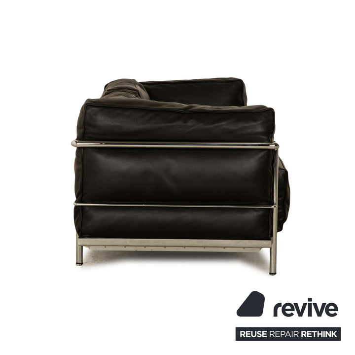 Cassina Le Corbusier LC 3 Leder Sofa Garnitur Schwarz Zweisitzer Sessel Bauhaus