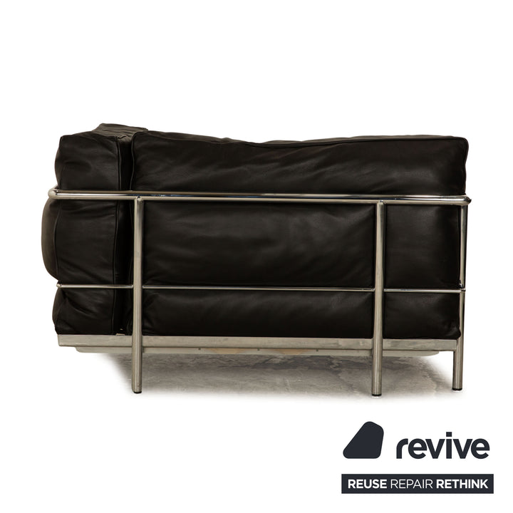 Cassina Le Corbusier LC 3 Leder Sofa Garnitur Schwarz Zweisitzer Sessel Bauhaus