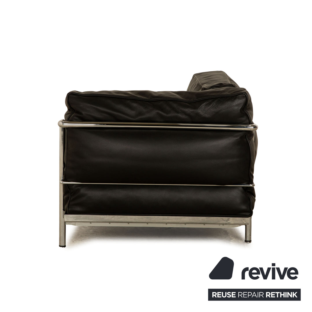Cassina Le Corbusier LC 3 Leder Sofa Garnitur Schwarz Zweisitzer Sessel Bauhaus