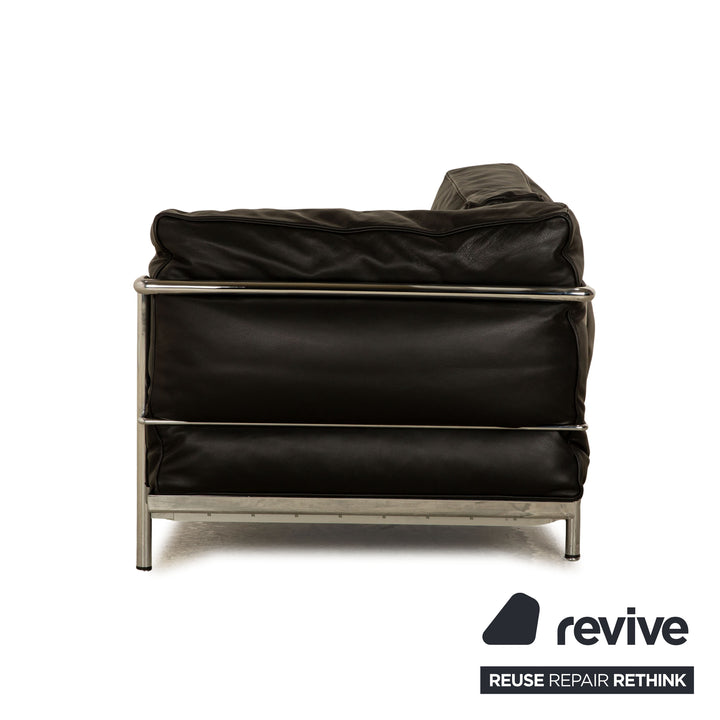 Cassina Le Corbusier LC 3 Leder Sofa Garnitur Schwarz Zweisitzer Sessel Bauhaus