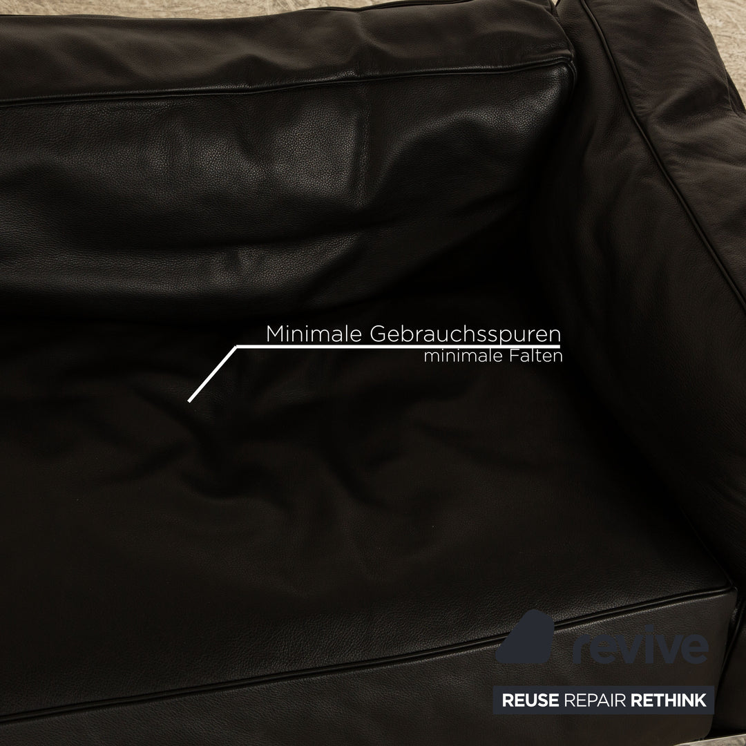 Cassina Le Corbusier LC 3 Leder Sofa Garnitur Schwarz Zweisitzer Sessel Bauhaus
