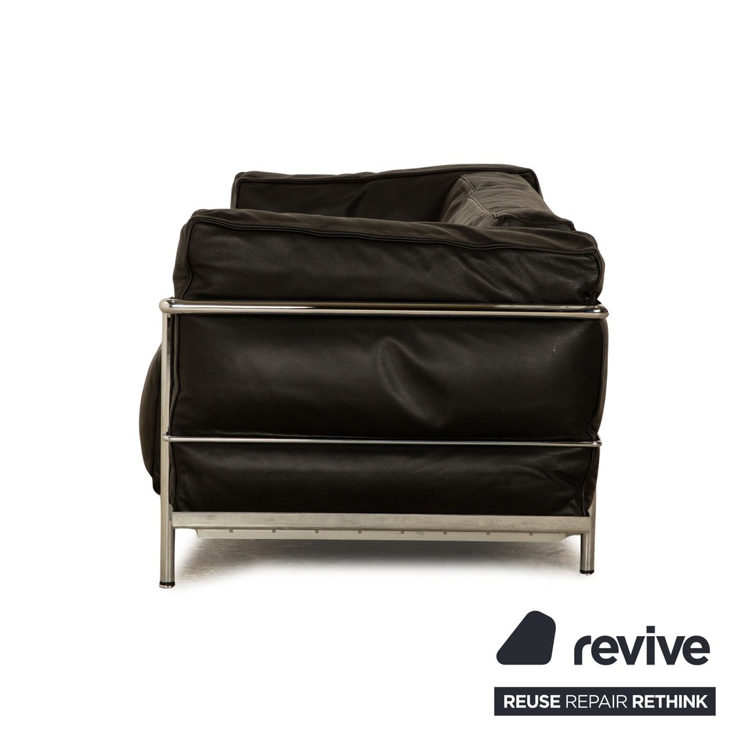 Cassina Le Corbusier LC 3 Leder Sofa Garnitur Schwarz Zweisitzer Sessel Bauhaus