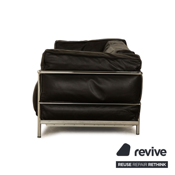 Cassina Le Corbusier LC 3 Leder Sofa Garnitur Schwarz Zweisitzer Sessel Bauhaus