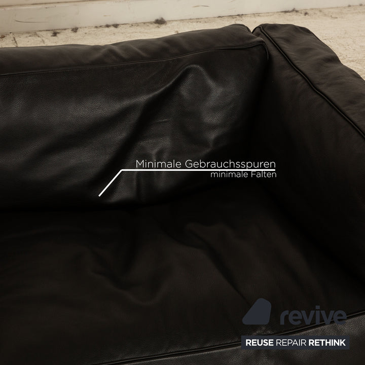 Cassina Le Corbusier LC 3 Leder Sofa Garnitur Schwarz Zweisitzer Sessel Couchtisch Bauhaus