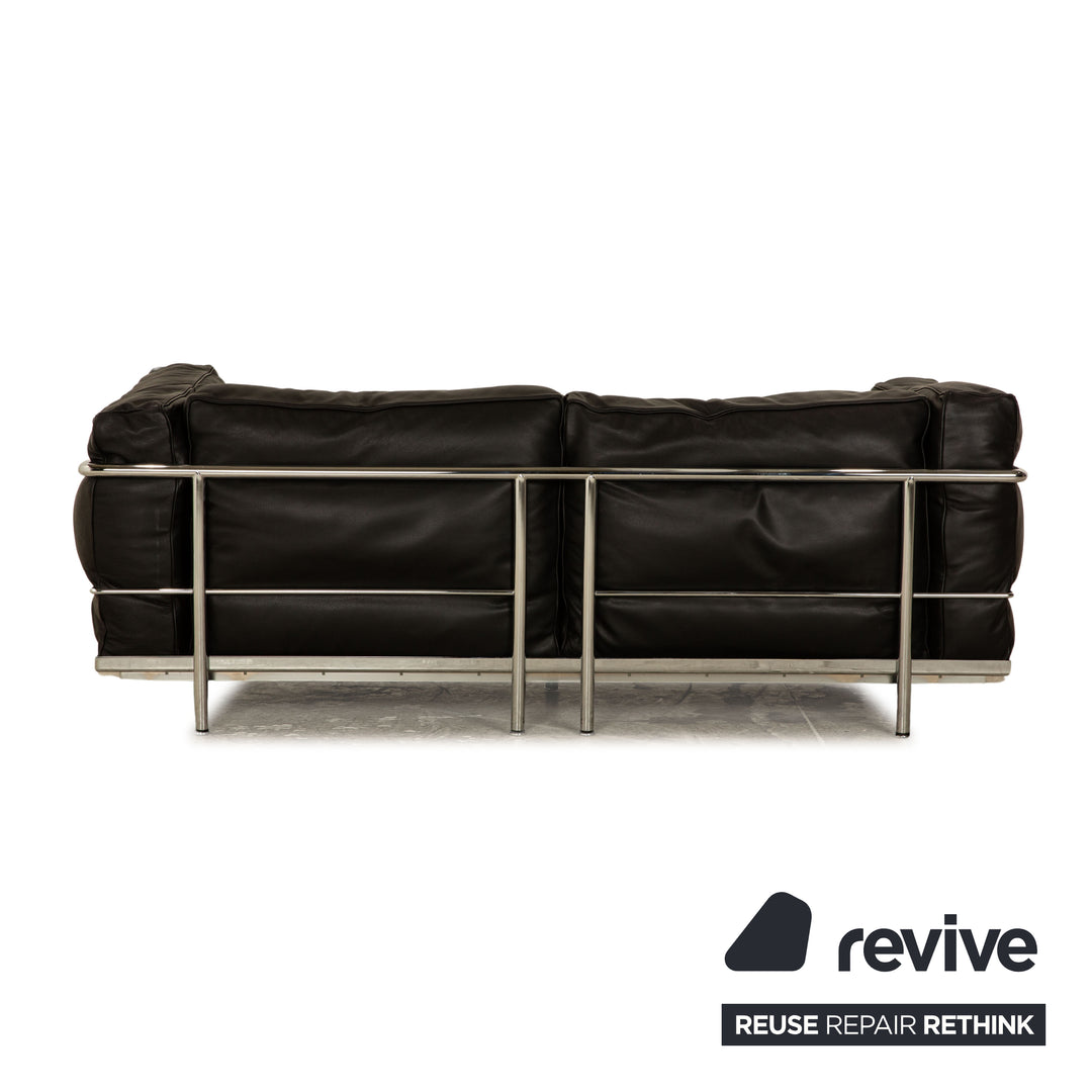 Cassina Le Corbusier LC 3 Leder Sofa Garnitur Schwarz Zweisitzer Sessel Couchtisch Bauhaus