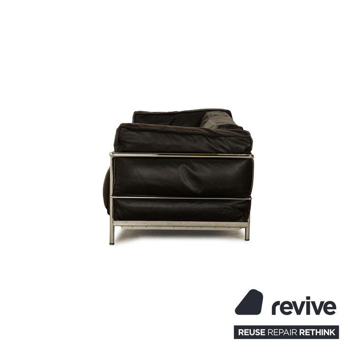 Cassina Le Corbusier LC 3 Leder Sofa Garnitur Schwarz Zweisitzer Sessel Couchtisch Bauhaus