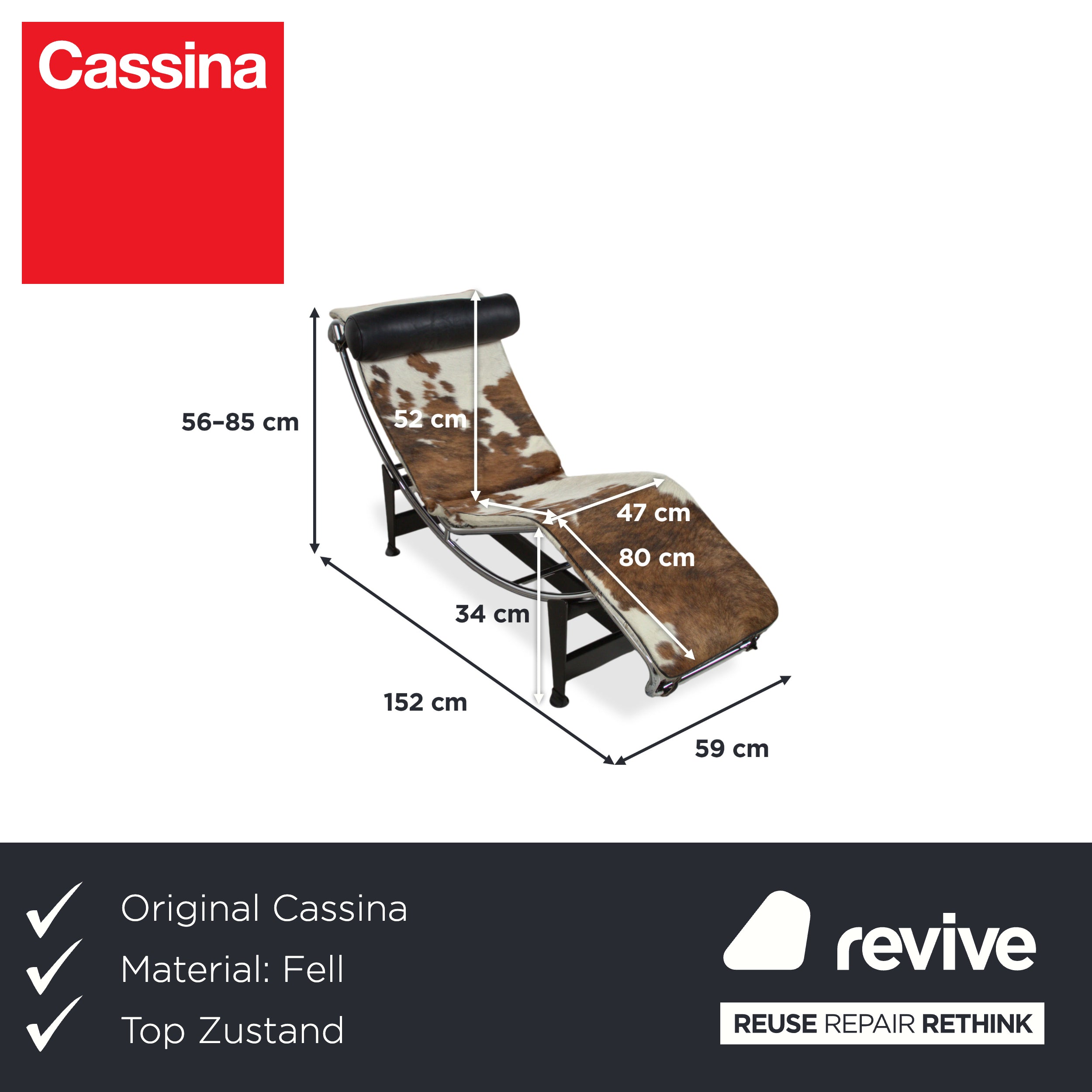 Cassina Le Corbusier LC 4 Fell Liege Braun Schwarz Bauhaus Gleitfunktion