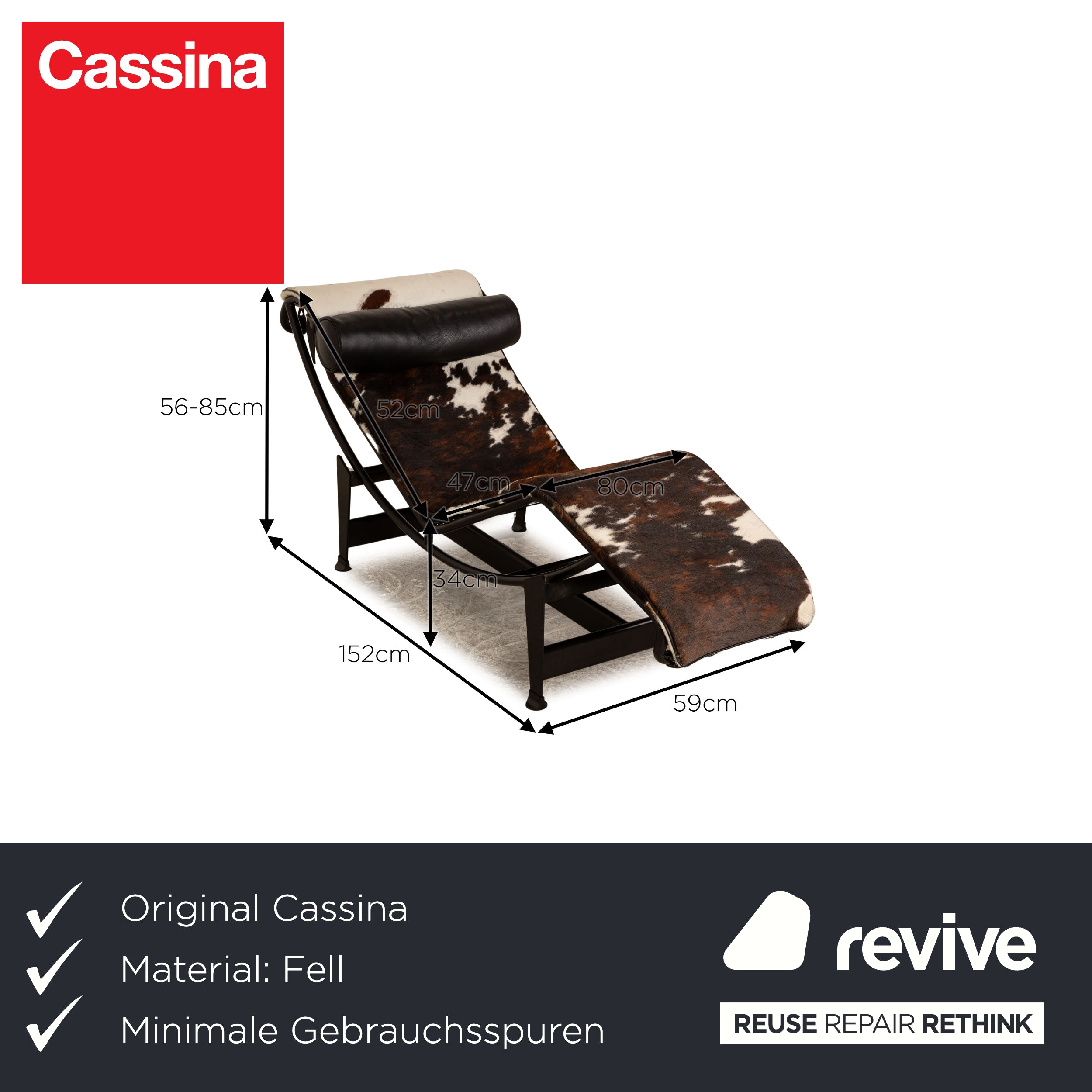 Cassina Le Corbusier LC 4 Fur Lounger Brown White