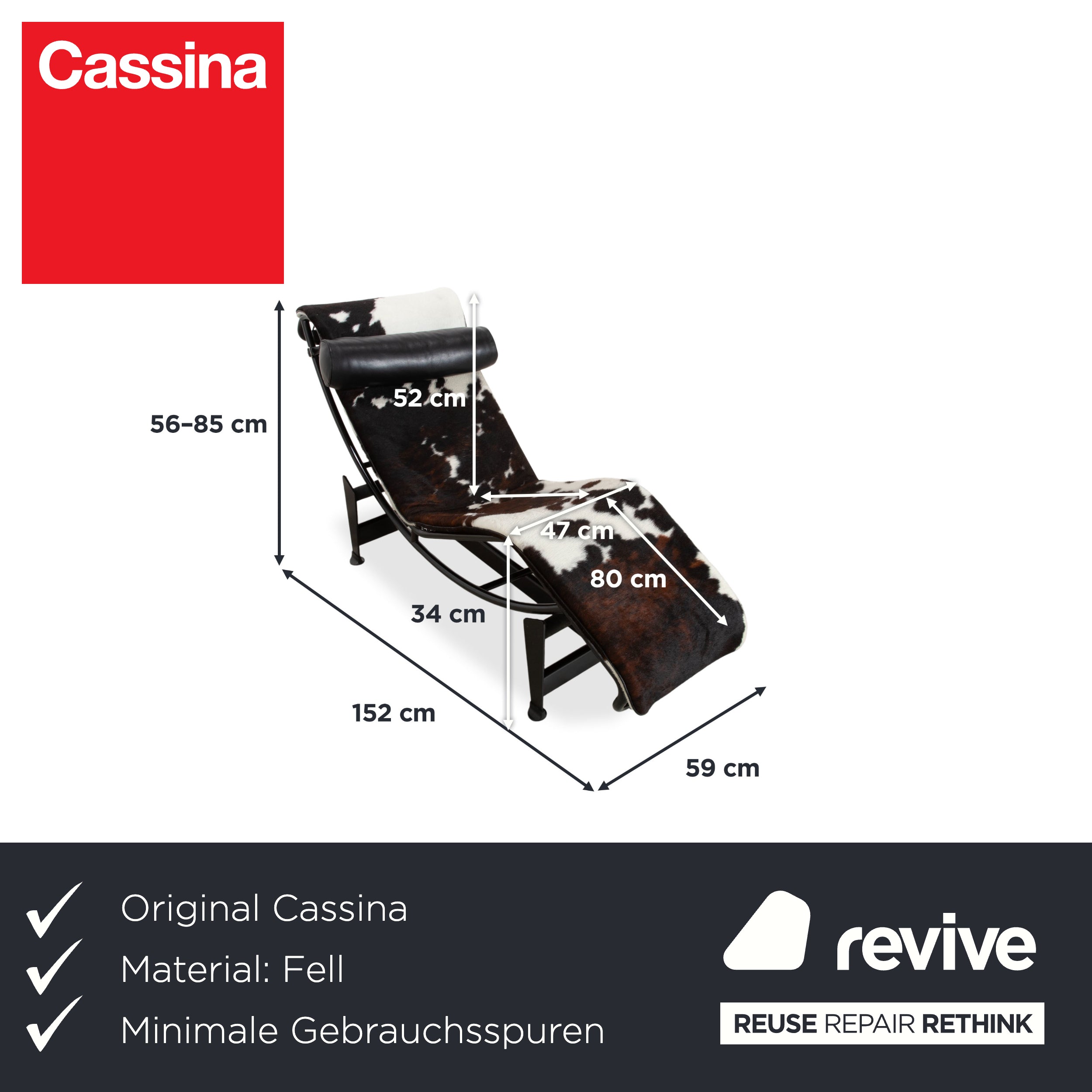 Cassina Le Corbusier LC 4 Fell Kuhfell Liege Braun Weiß Schwarz Bauhaus