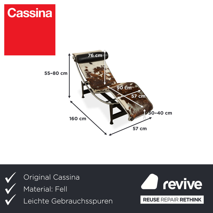Cassina Le Corbusier LC 4 Fur Lounger Cowhide Brown White Black