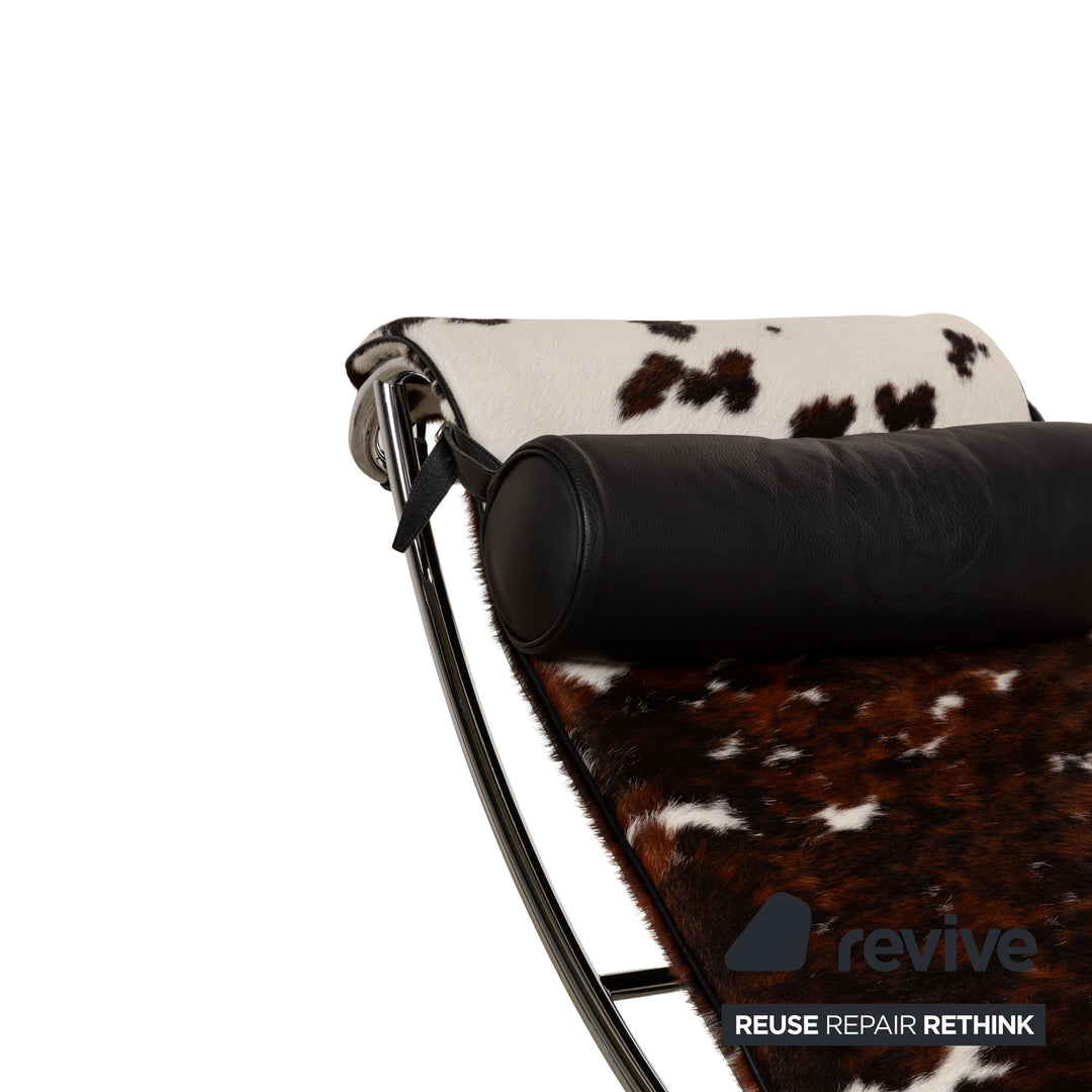 Cassina Le Corbusier LC 4 Fur Lounger Cowhide Brown White Black