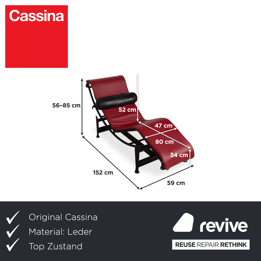 Cassina Le Corbusier LC 4 Leder Liege Rot Rubin Schwarz Bauhaus Gleitfunktion