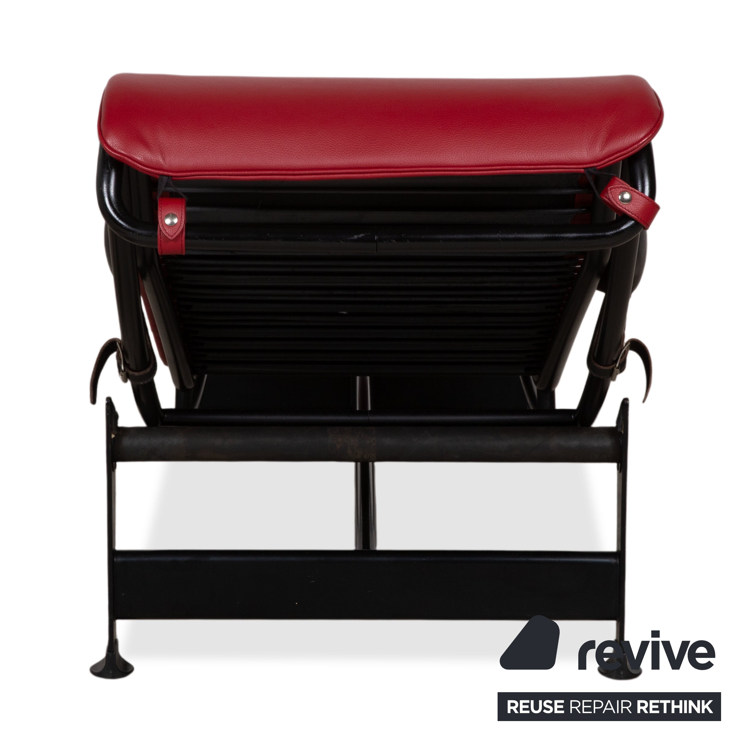 Cassina Le Corbusier LC 4 Leather Chaise Lounge Red Ruby Black Bauhaus Gliding Function