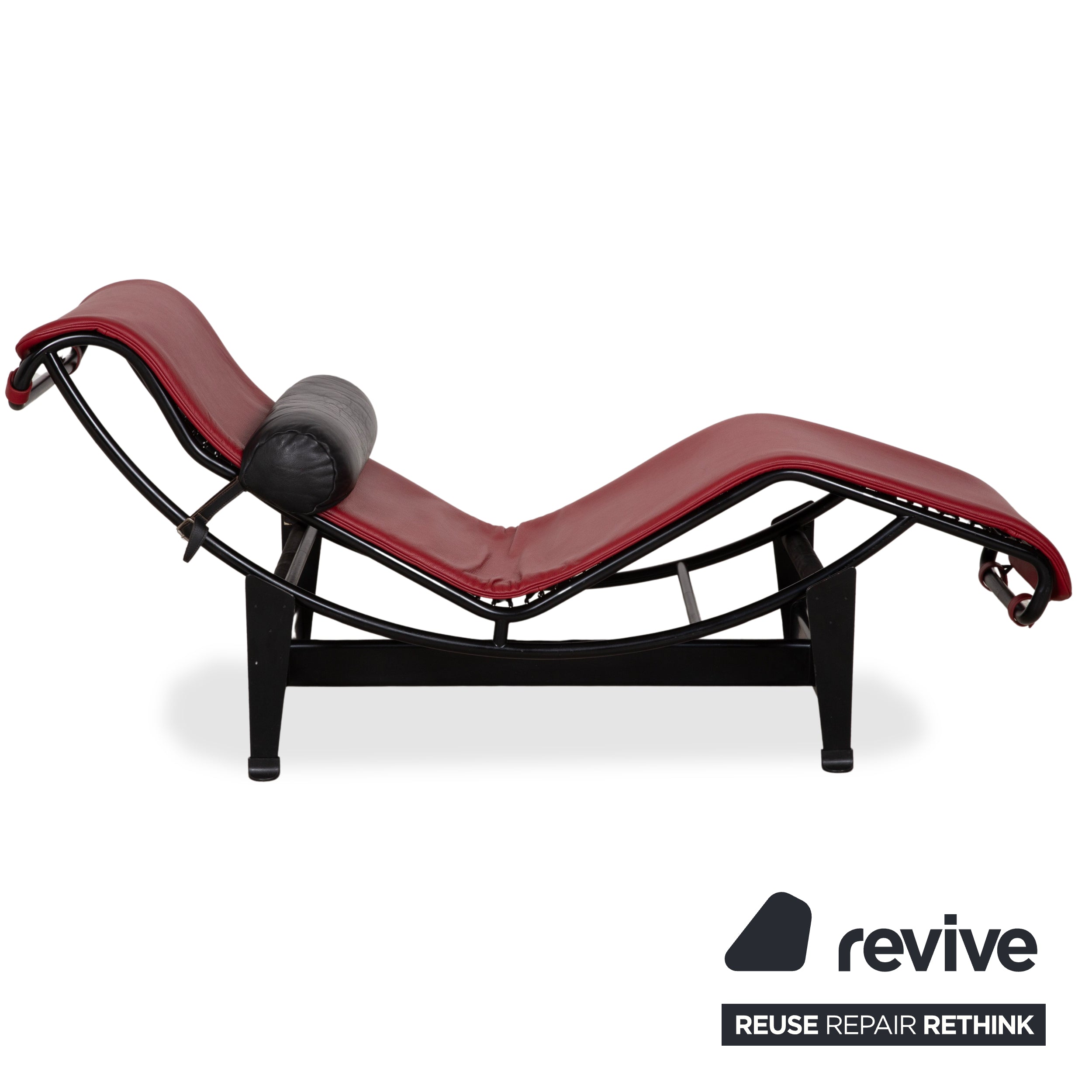 Cassina Le Corbusier LC 4 Leather Chaise Lounge Red Ruby Black Bauhaus Gliding Function