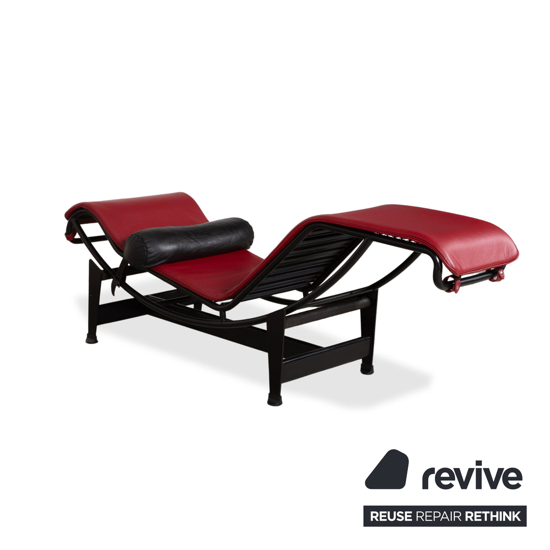 Cassina Le Corbusier LC 4 Leder Liege Rot Rubin Schwarz Bauhaus Gleitfunktion