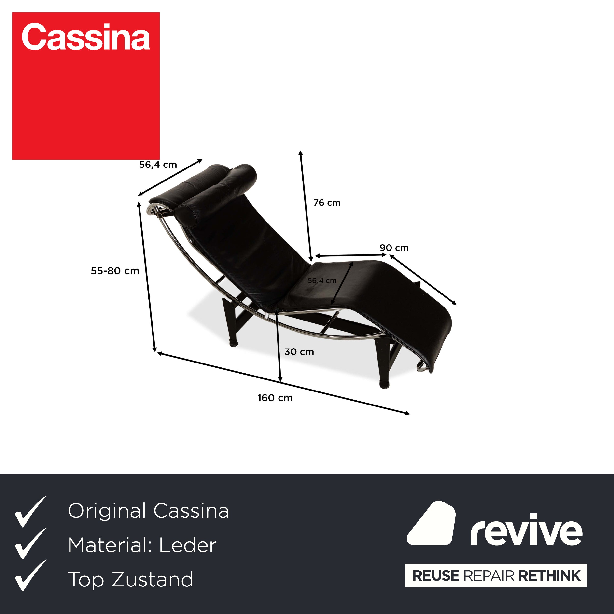 Cassina Le Corbusier LC 4 Leather Lounger Black
