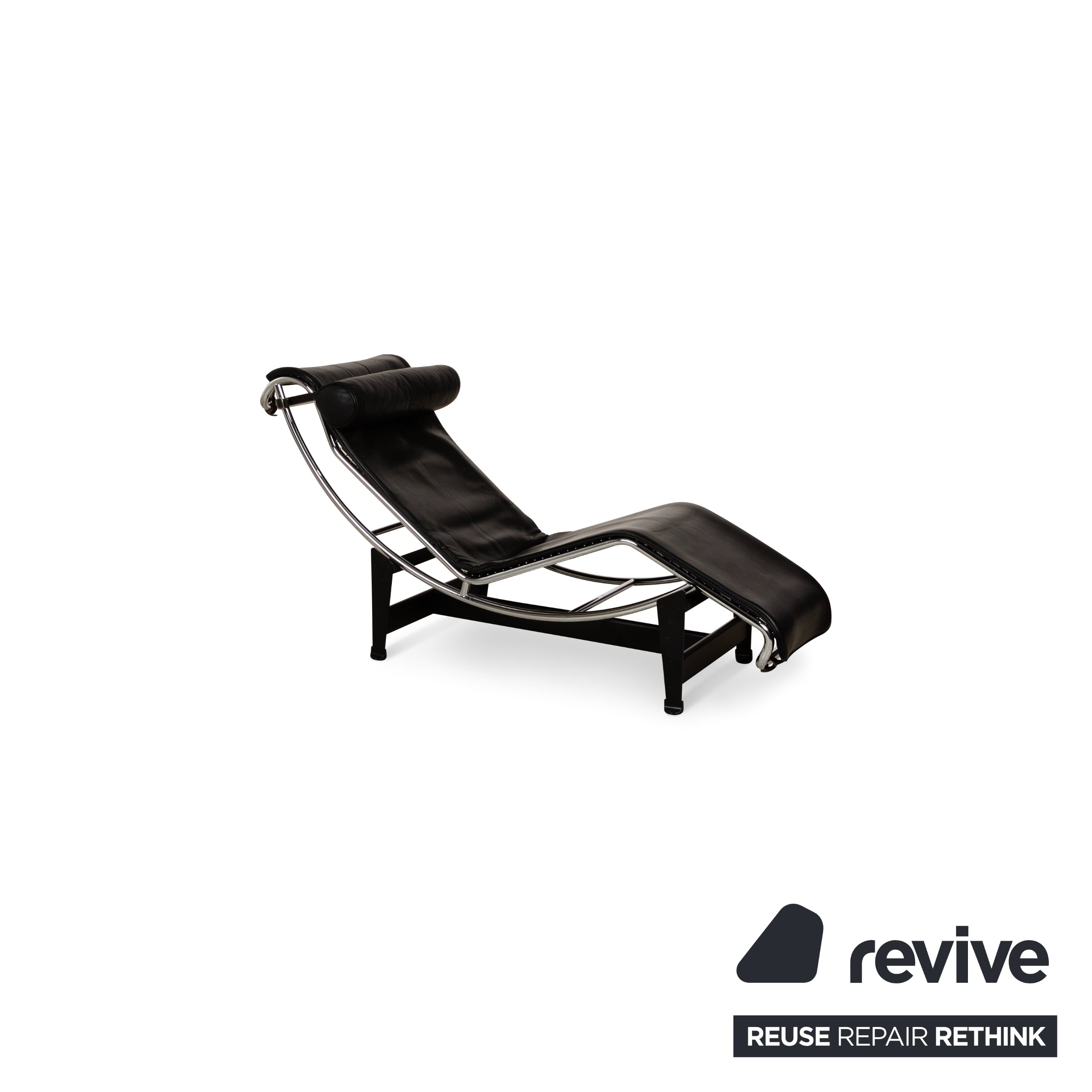 Cassina Le Corbusier LC 4 Chaise Longue en Cuir Noir Bauhaus