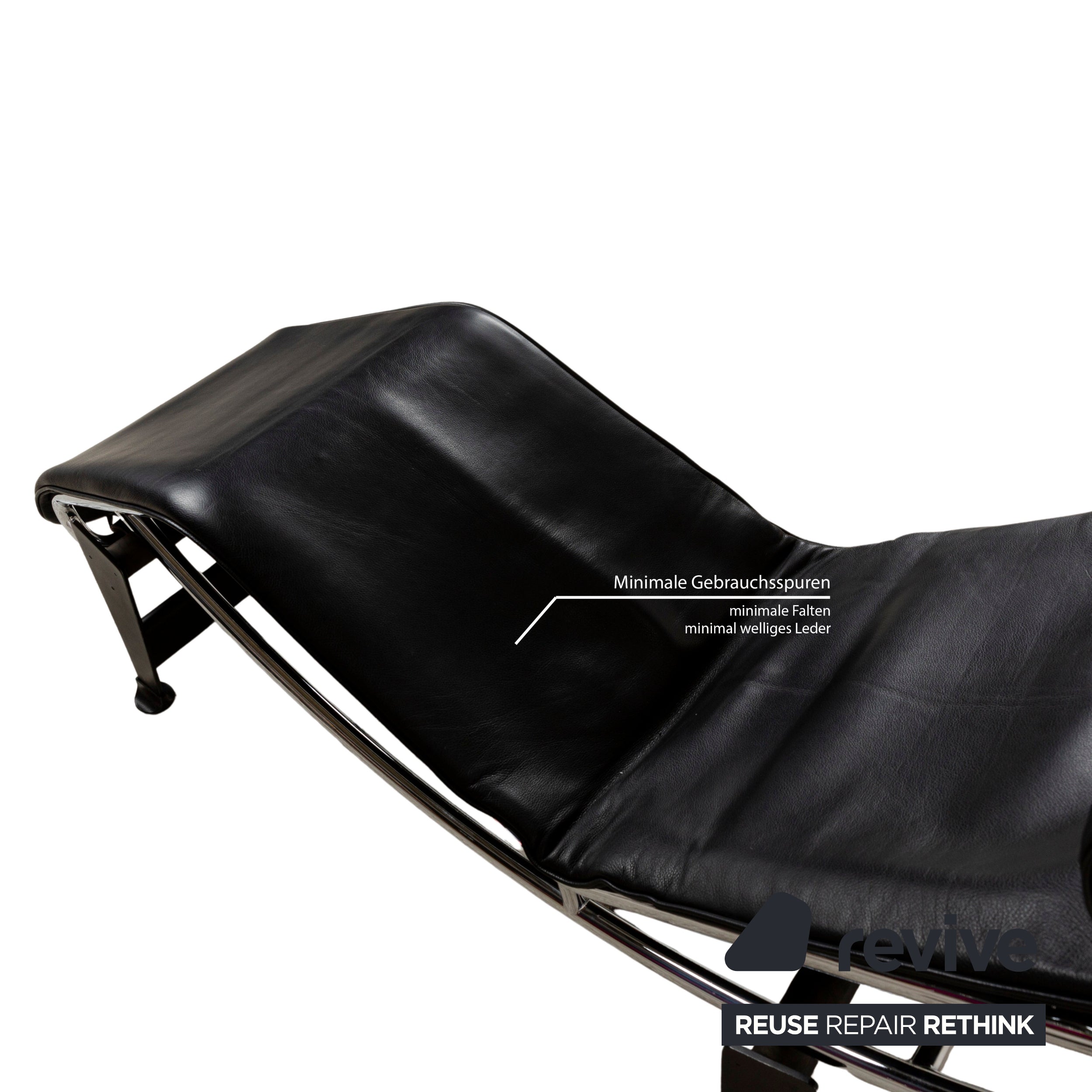 Cassina Le Corbusier LC 4 Chaise Longue en Cuir Noir Bauhaus