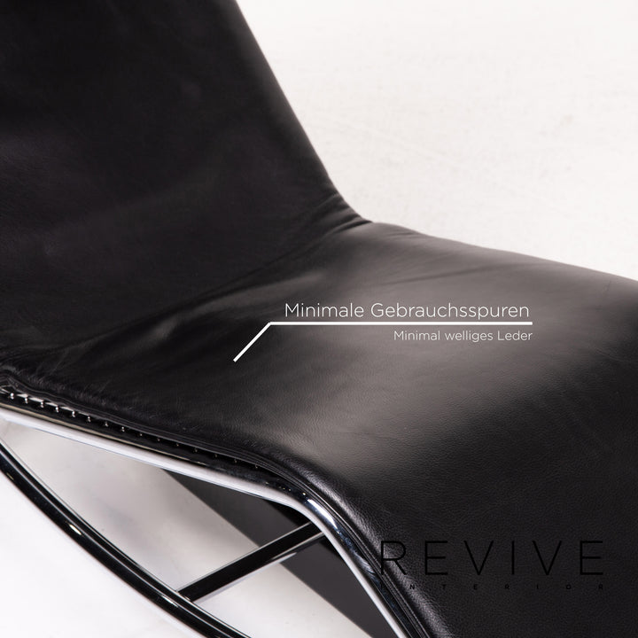 Cassina Le Corbusier LC 4 Chaise Longue en Cuir Noir Fonction Relax #13539