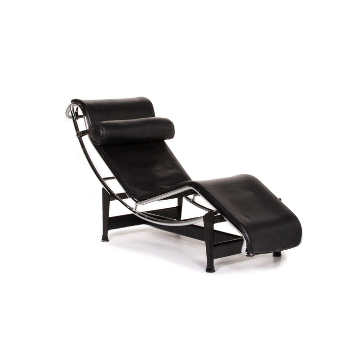 Cassina Le Corbusier LC 4 Chaise Longue en Cuir Noir Fonction Relax #13539