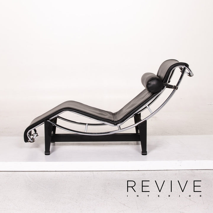 Cassina Le Corbusier LC 4 Chaise Longue en Cuir Noir Fonction Relax #13539