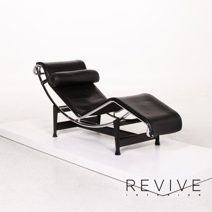 Cassina Le Corbusier LC 4 Chaise Longue en Cuir Noir Fonction Relax #13539