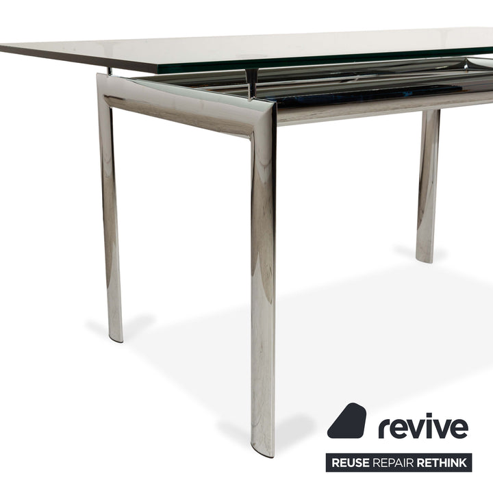 Cassina Le Corbusier LC 6 Glas Esstisch Silber 160 x 80 cm