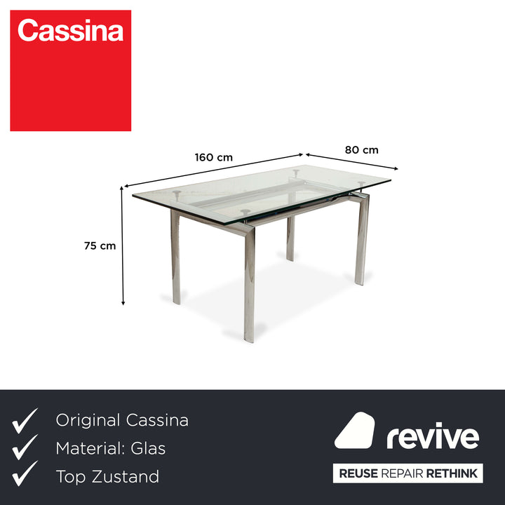 Cassina Le Corbusier LC 6 Glas Esstisch Silber 160 x 80 cm
