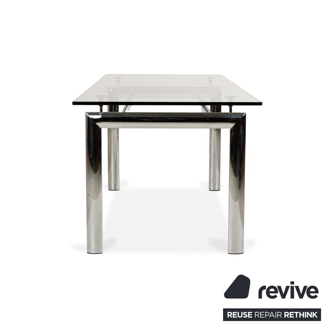 Cassina Le Corbusier LC 6 Glas Esstisch Silber 160 x 80 cm