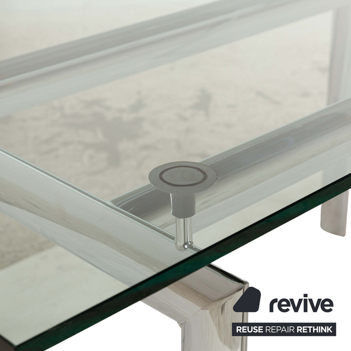 Cassina Le Corbusier LC 6 Glas Esstisch Silber 160 x 80 cm