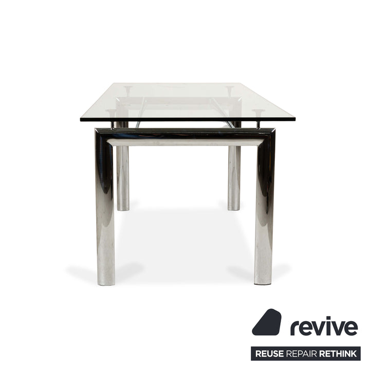 Cassina Le Corbusier LC 6 Glas Esstisch Silber 160 x 80 cm